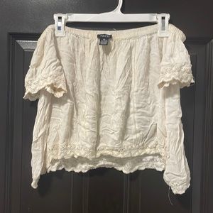 Cream lace off the shoulder top